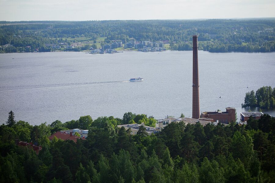 View from the Pyynikki Observation Tower over the lakes and forests around Tampere