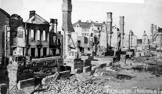 Tampere city centre destroyed during the 1918 Finnish Civil War