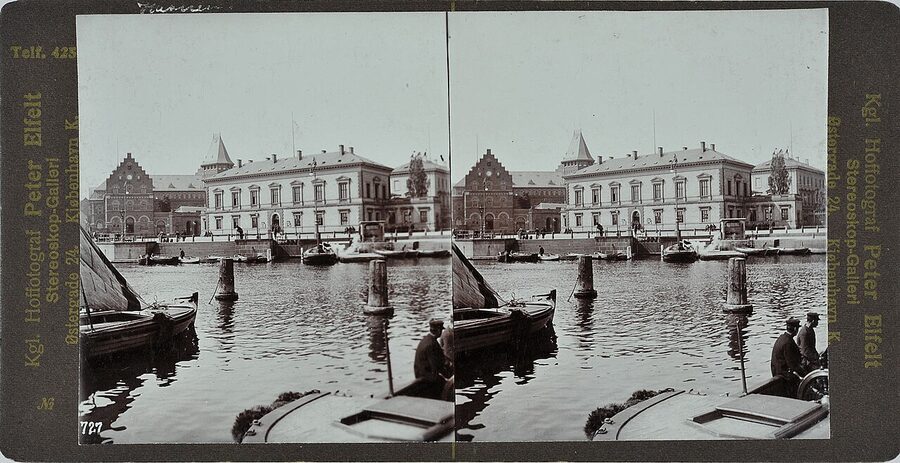 The historical Toldboden customs house in Copenhagen around 1900