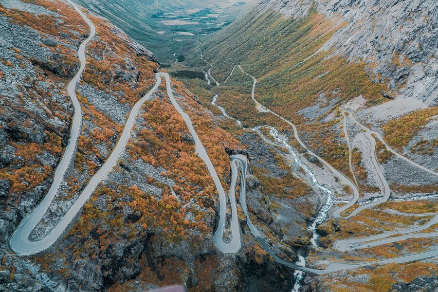 Trollstigen serpentine road in Norway