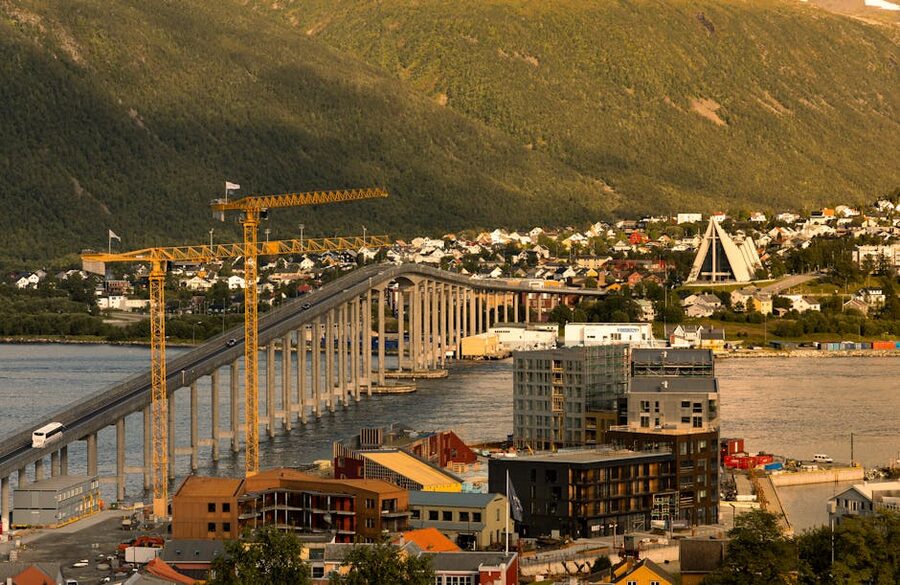 Tromso bridge aerial view