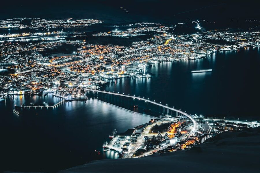 Tromso at night from above