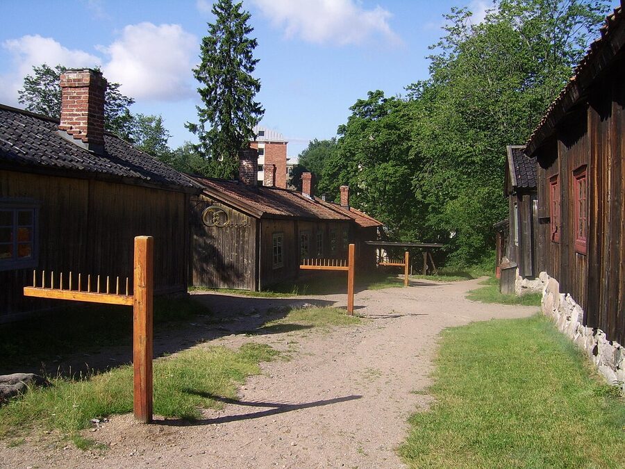 A wooden street in Luostarinmaki Handicrafts Museum, Turku
