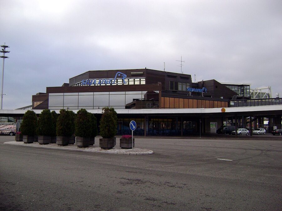 The Silja Line ferry terminal in Turku from the river