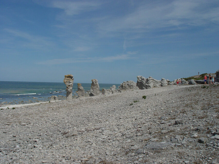 The raukar limestone sea stacks at Langhammars on Fårö