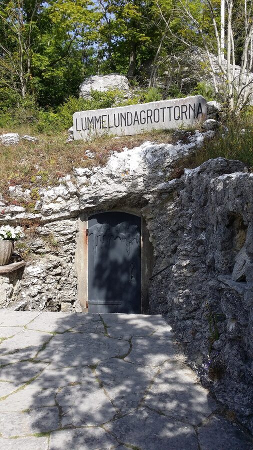 The entrance to Lummelundagrottan limestone cave on Gotland