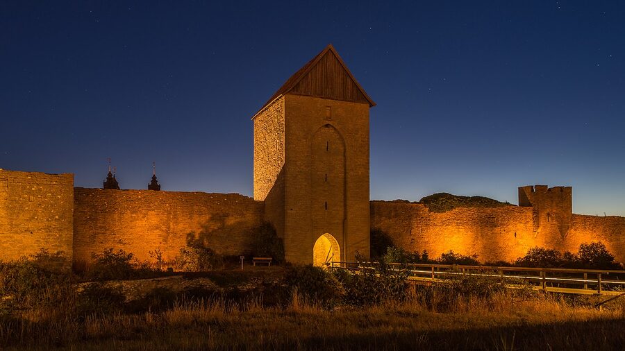 Visby's medieval ringmur seen from outside in summer, Gotland, Sweden