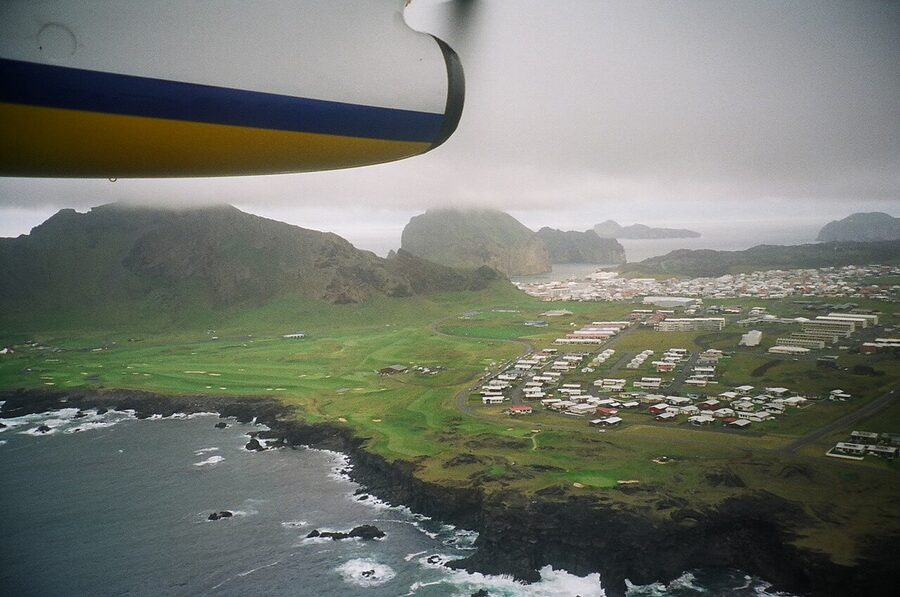Aircraft landing at Vestmannaeyjar Airport