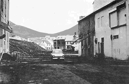 Heimaey street cleared of tephra after the eruption