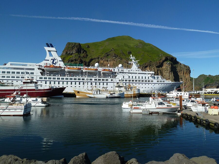 Vestmannaeyjar harbour with fishing boats